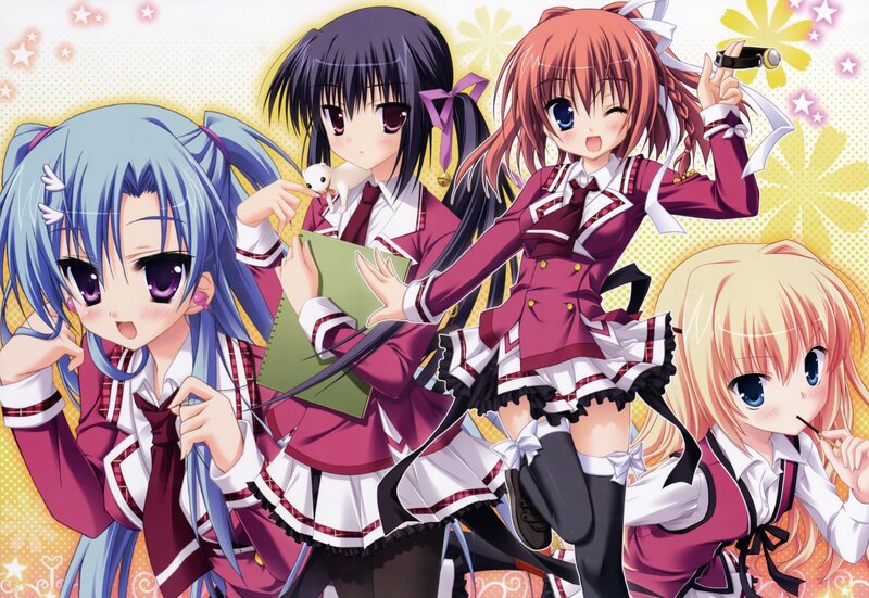 Four Anime Girls in Uniforms — Purple