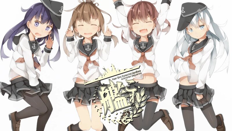 Four Anime Girls in Uniforms — White, Playful, Sailor Uniforms