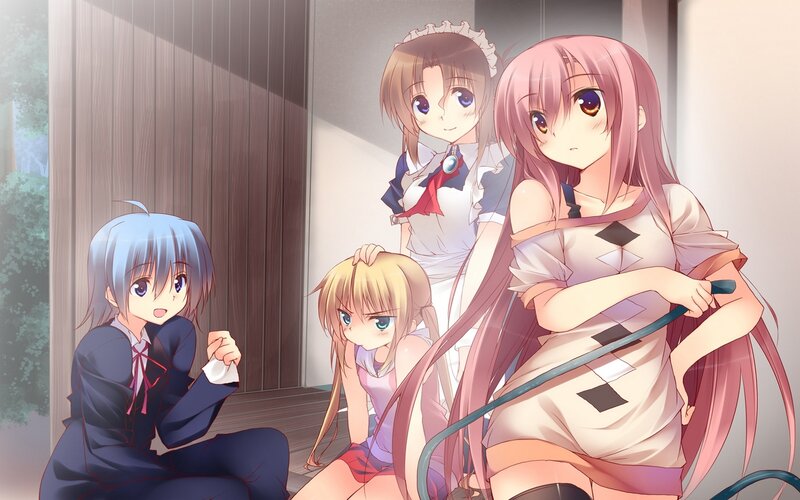 Four Anime Girls Indoors