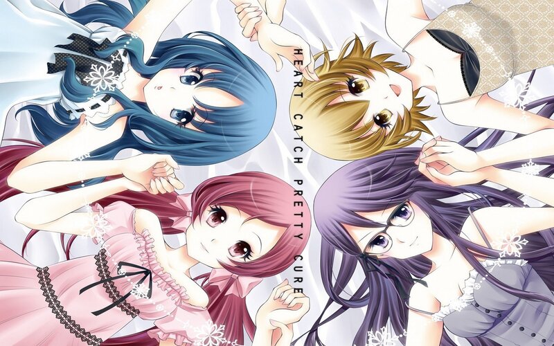 Four Anime Girls Lying Down