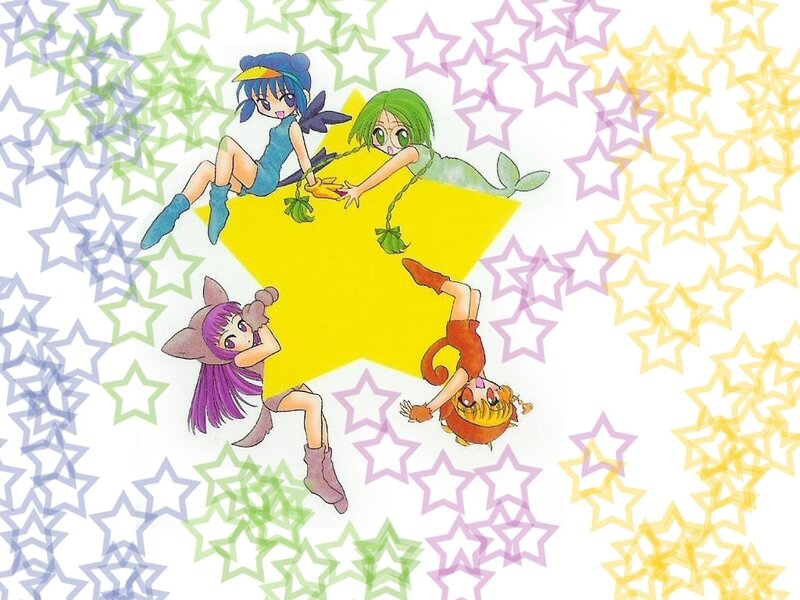 Four Anime Girls on a Star