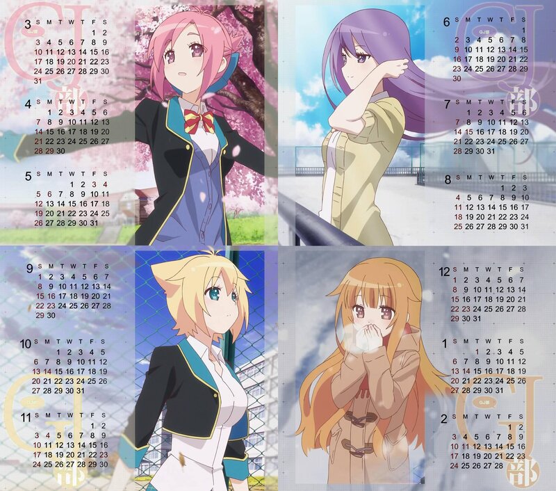 Four Anime Girls on Calendar