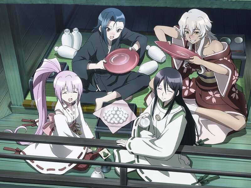 Four Anime Girls on Floor — Green