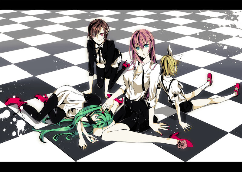 Four Anime Girls on Floor