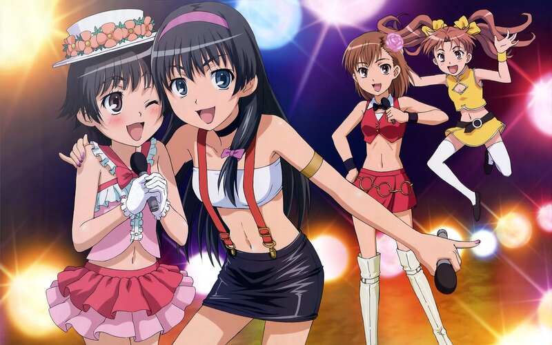 Four Anime Girls on Stage — Purple