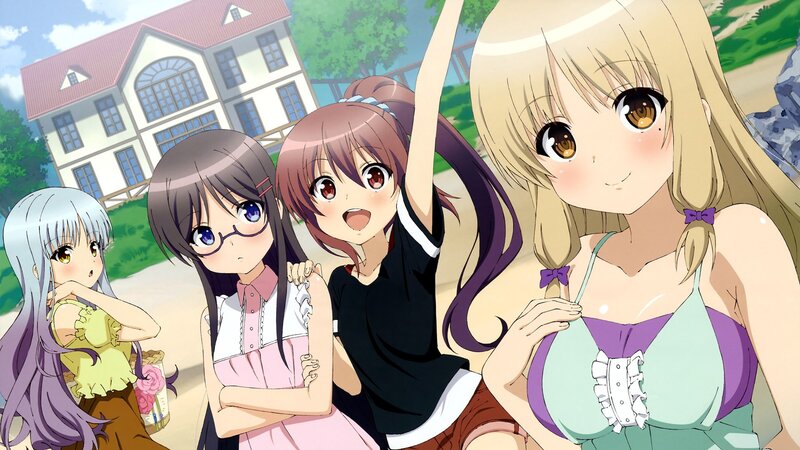 Four Anime Girls Outdoors