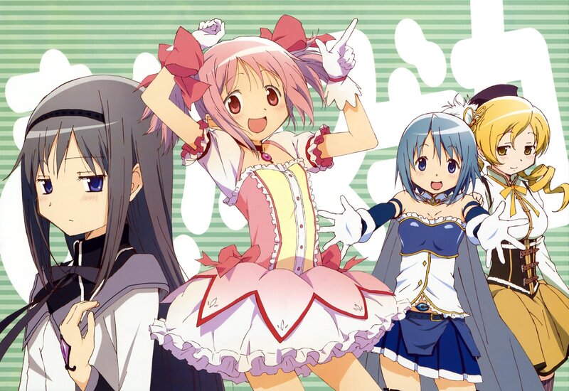 Four Anime Girls — Pink, Cheerful, Dresses