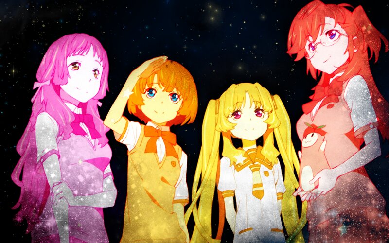 Four Anime Girls — Pink, Dreamy
