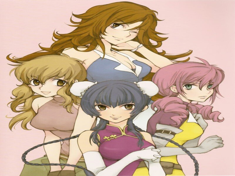 Four Anime Girls — Pink, Playful, Hair