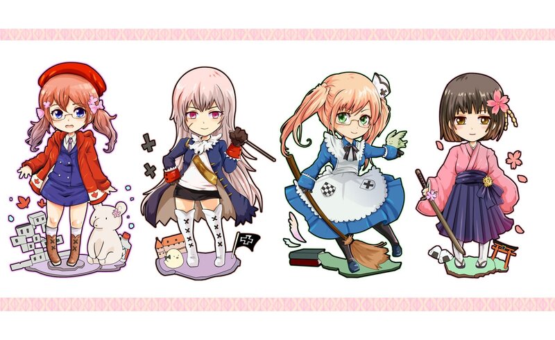 Four Anime Girls — Pink, Playful, Spring