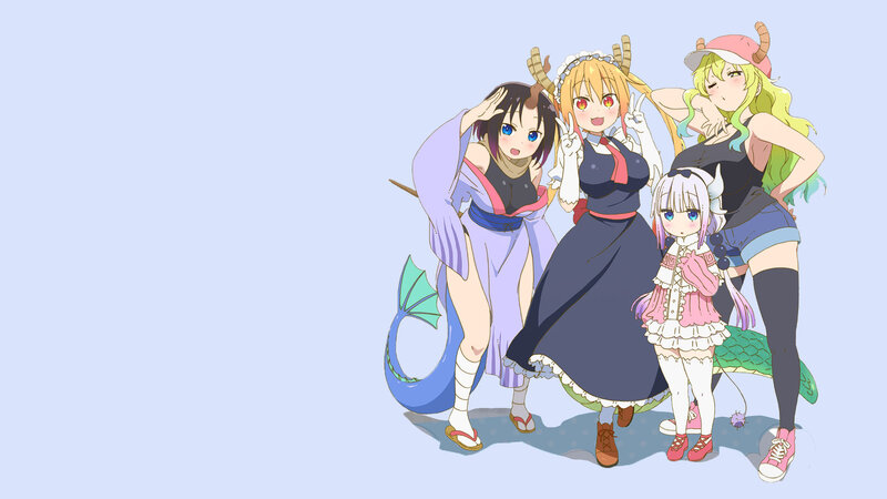 Four Anime Girls Posing — Blue