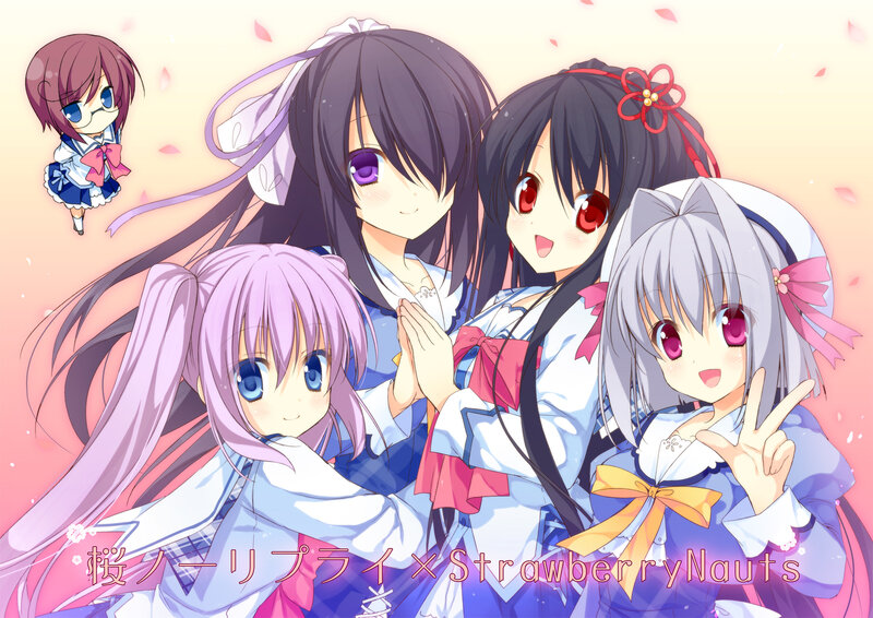 Four Anime Girls Posing — Pink, Cheerful