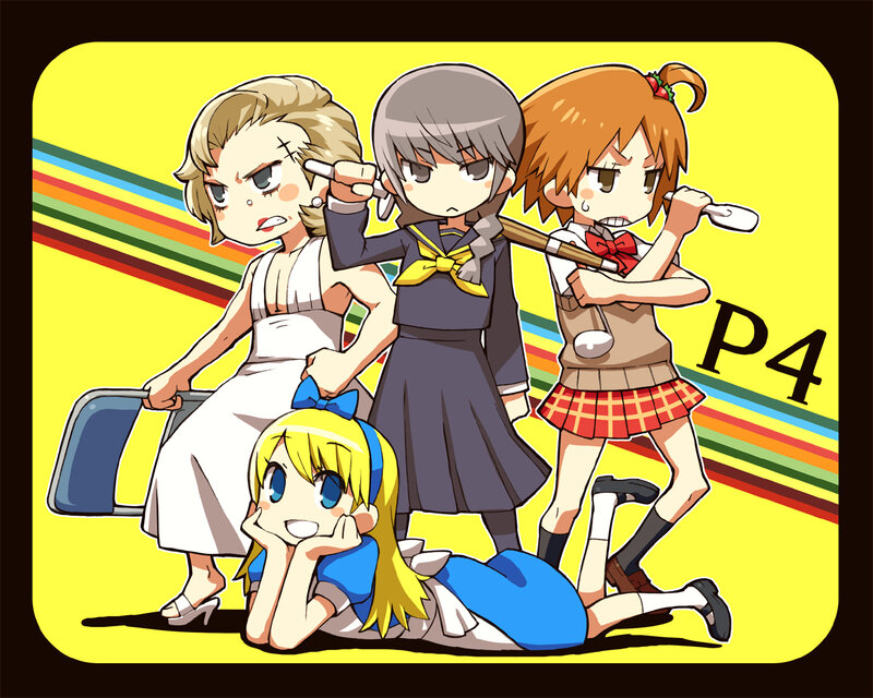 Four Anime Girls Posing