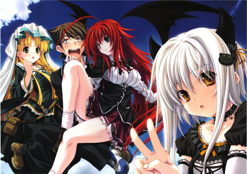 Four Anime Girls Posing — White
