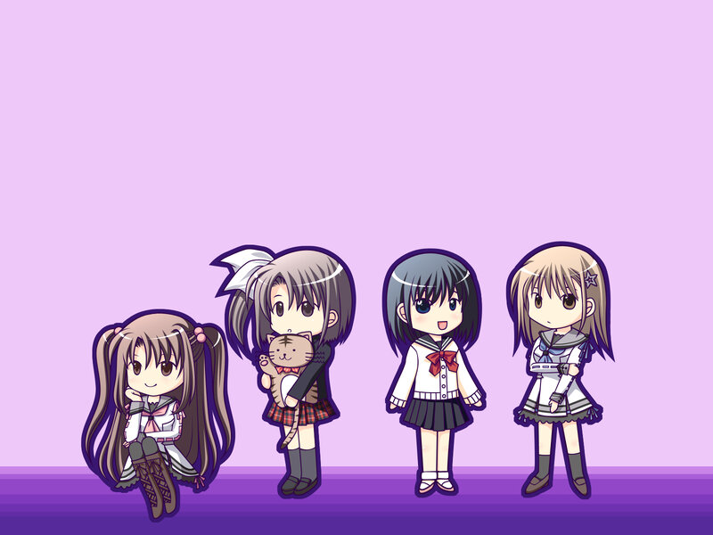 Four Anime Girls — Purple, Calm