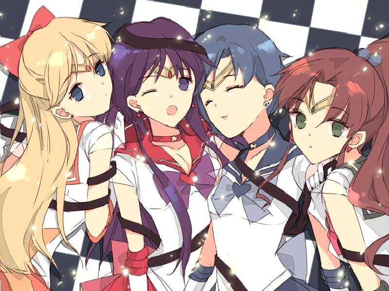 Four Anime Girls — Purple, Playful, Anime Characters
