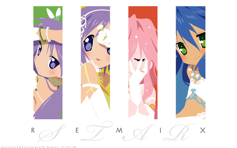 Four Anime Girls — Purple, Playful, Hair