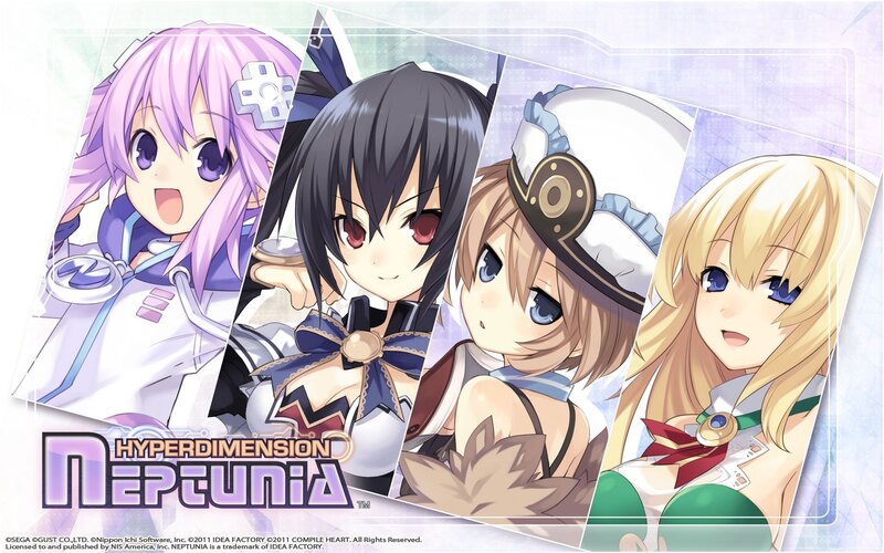 Four Anime Girls — Purple, Playful, Video Game Art