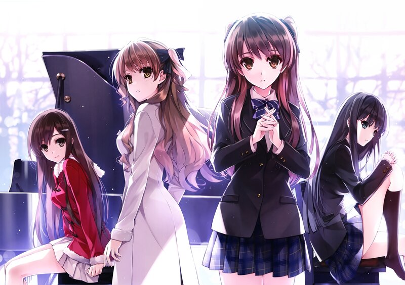 Four Anime Girls — Purple, Serene