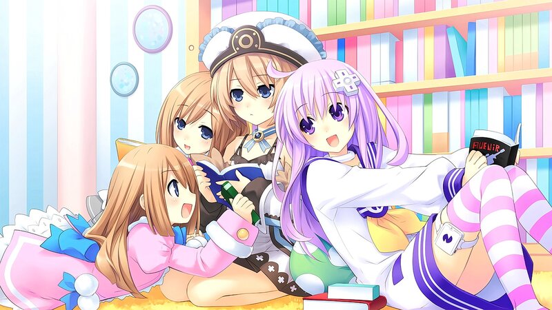 Four Anime Girls Reading