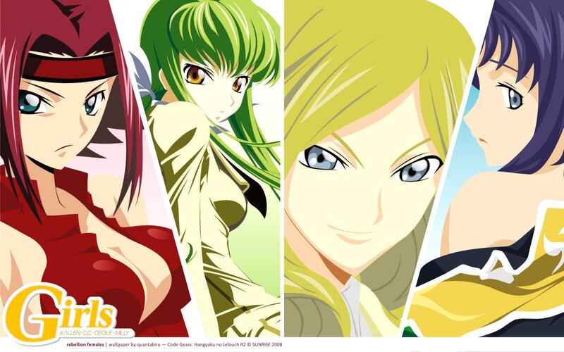 Four Anime Girls — Red, Dramatic