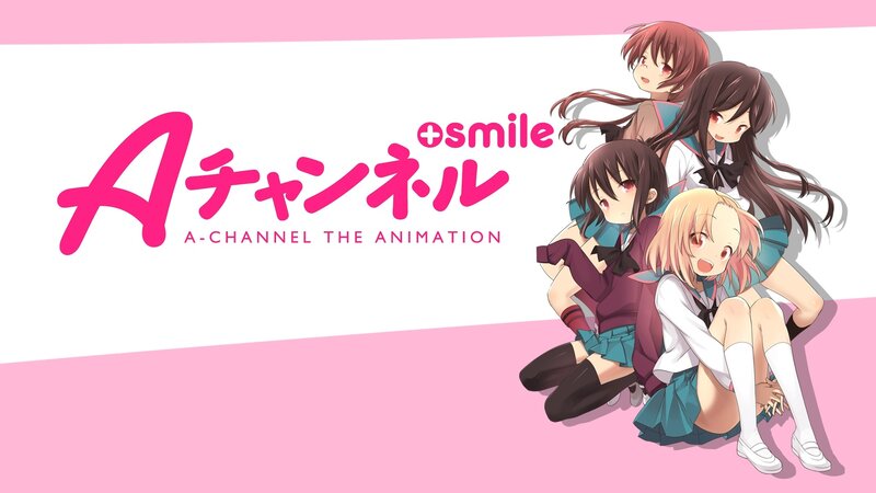 Four Anime Girls Sitting — Pink, Playful, School Uniforms