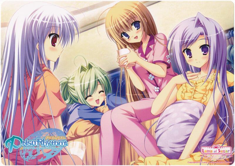 Four Anime Girls Sitting — Purple