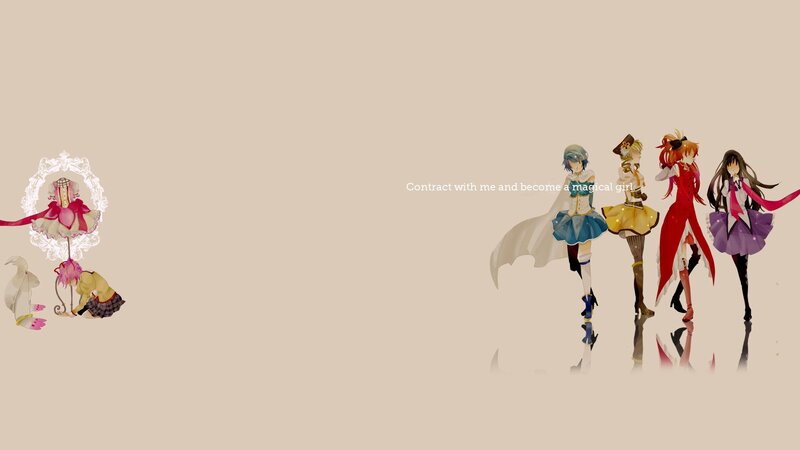Four Anime Girls Standing — Beige, Neutral