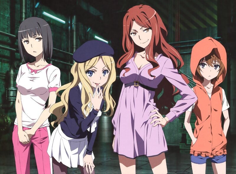 Four Anime Girls Standing — Purple