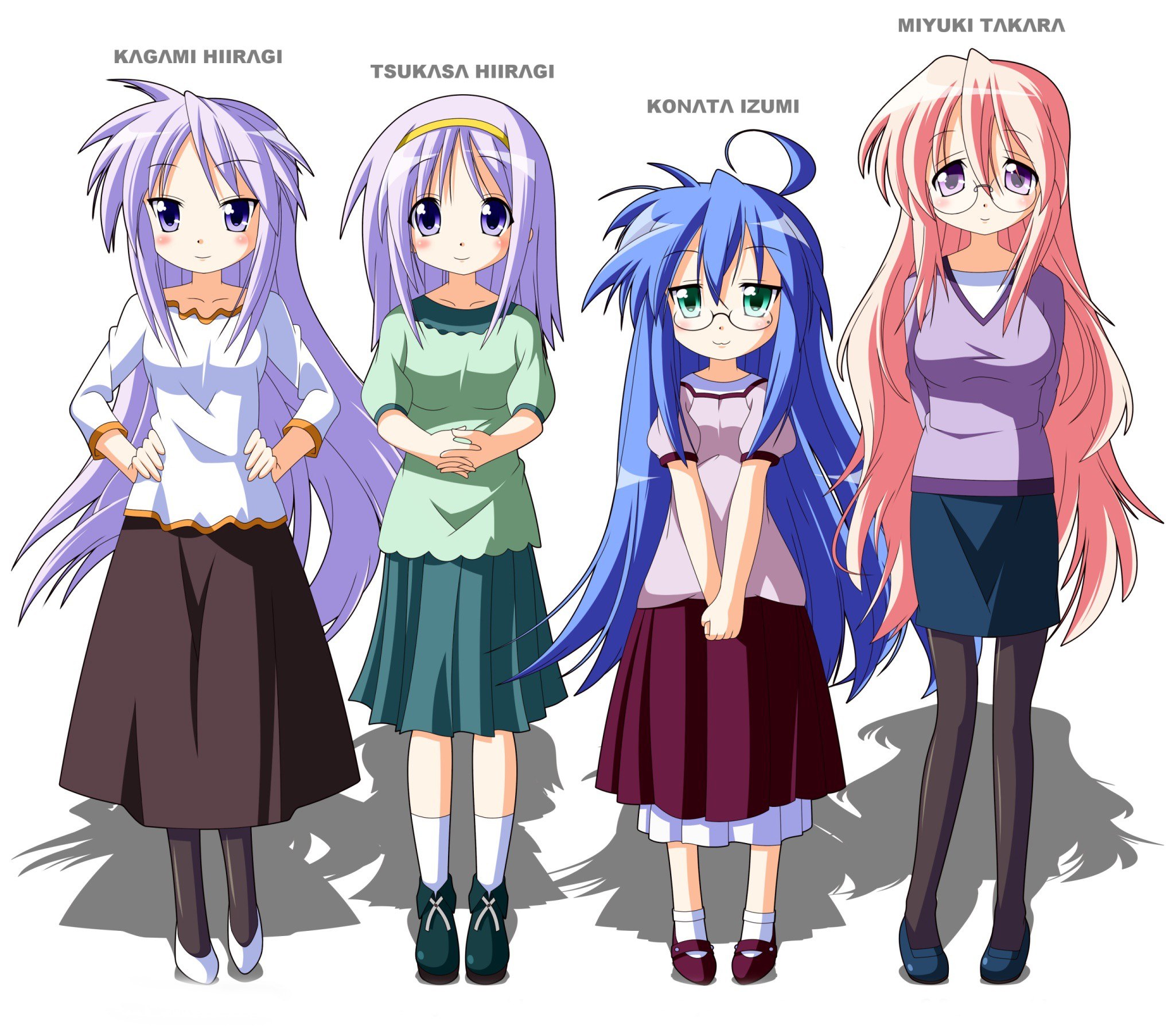 Four anime girls standing together