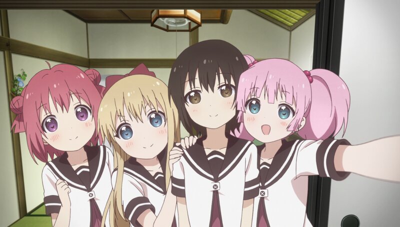 Four Anime Girls Taking Selfie