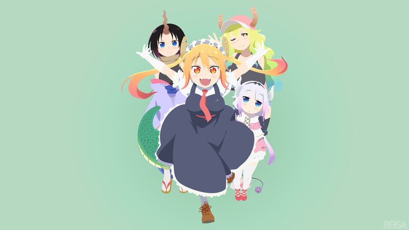 Four Anime Girls Together — Green