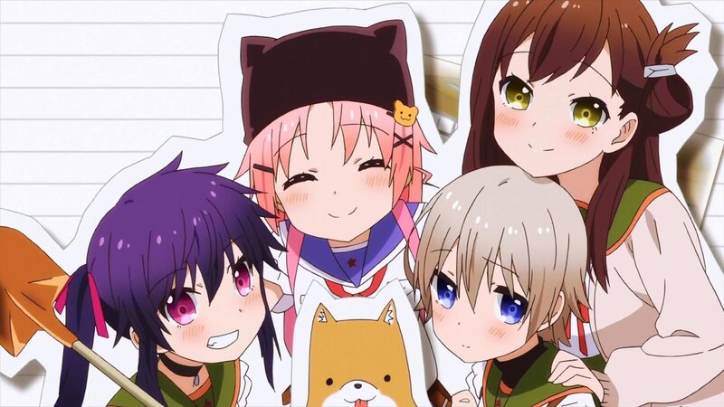 Four Anime Girls Together — Pink, Cheerful, Anime Characters