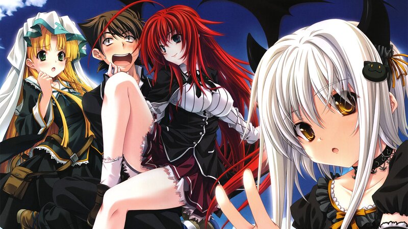 Four Anime Girls Together — White