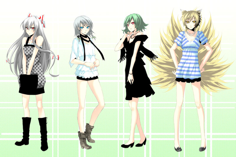 Four Anime Girls — White