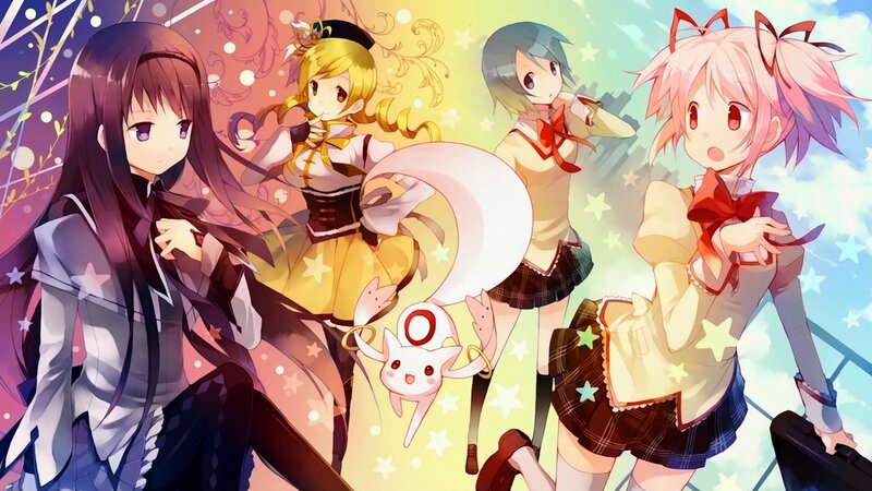 Four Anime Girls with a Creature