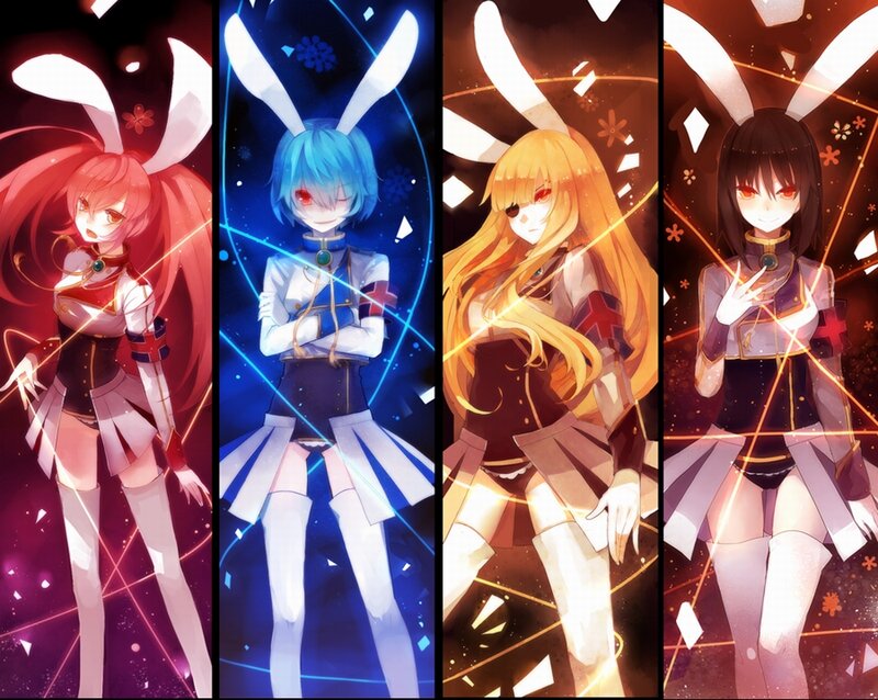 Four Anime Girls with Bunny Ears — Red