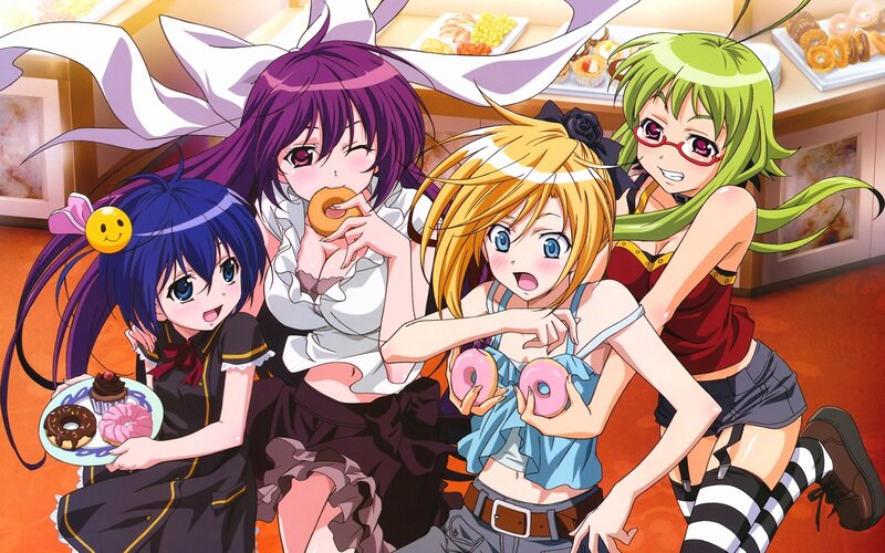 Four Anime Girls with Donuts