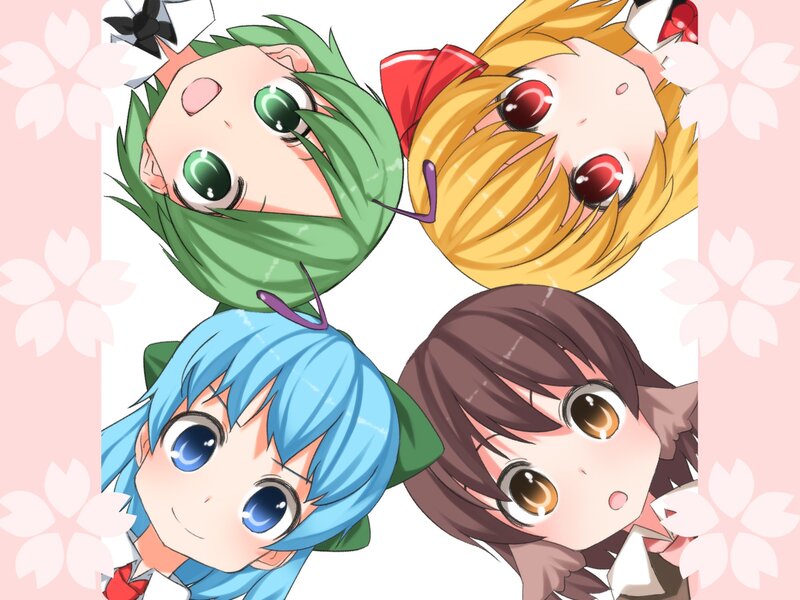 Four anime girls with large eyes