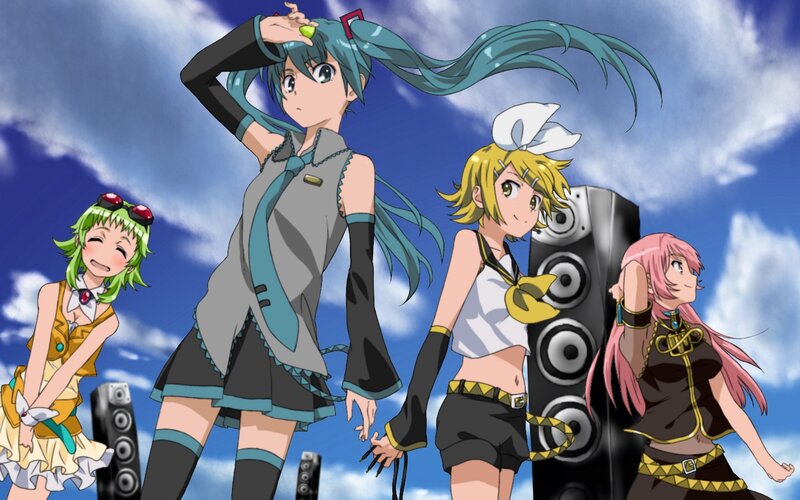 Four anime girls with musical theme