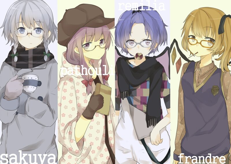 Four anime girls with names