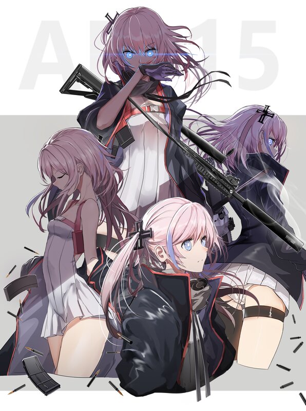Four Anime Girls with Rifles