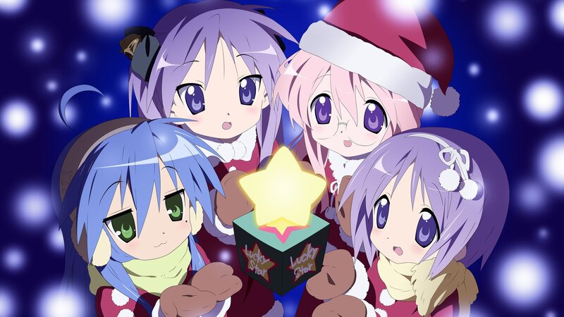 Four Anime Girls with Star — Purple