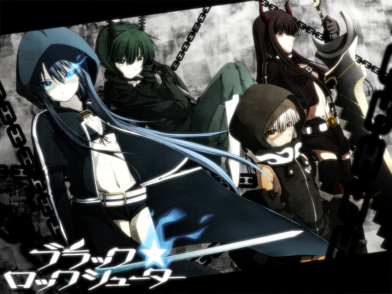 Four Anime Girls with Weapons — Black, Dark