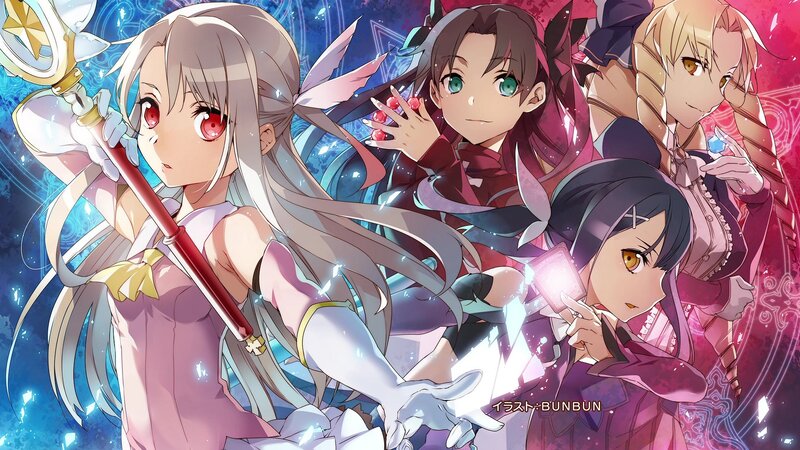 Four Anime Girls with Weapons — Blue, Dramatic, Magic