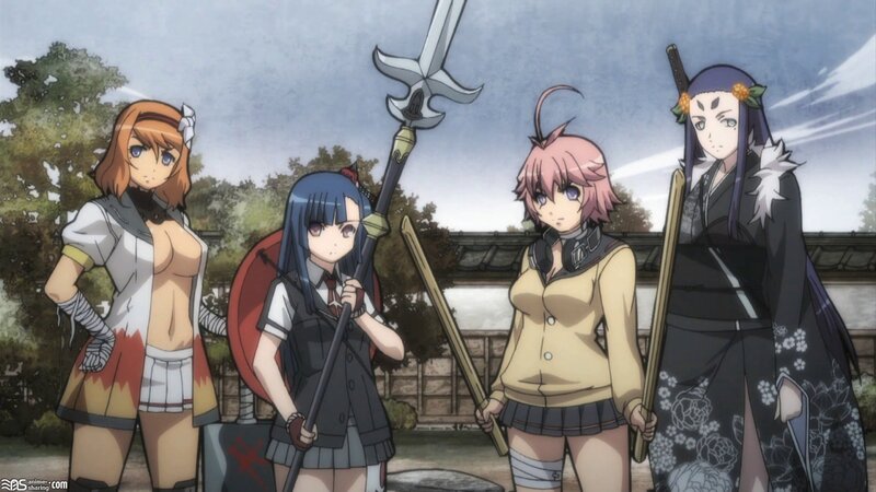 Four Anime Girls with Weapons — Blue, Dramatic