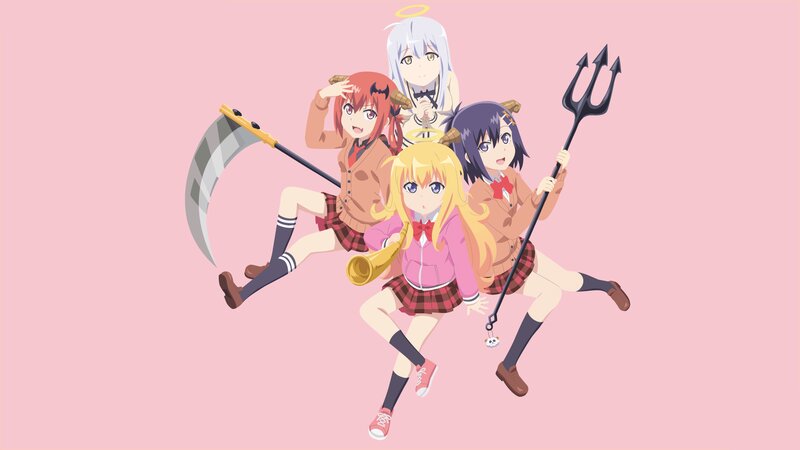 Four Anime Girls with Weapons — Pink, Playful