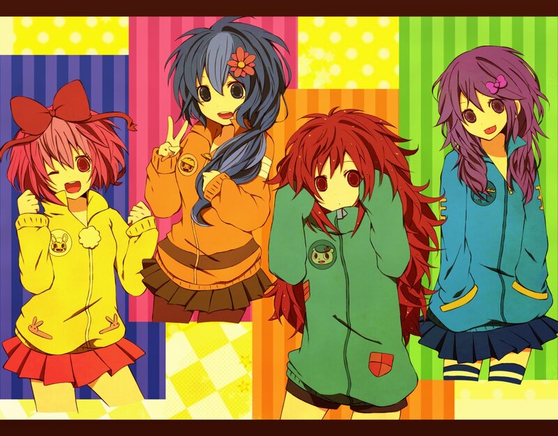 Four Anime Girls — Yellow, Colorful