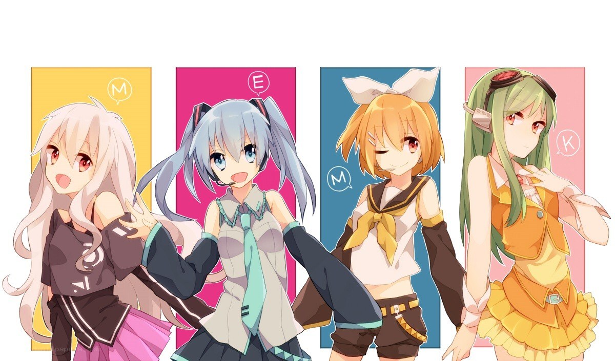 Four anime vocaloid characters
