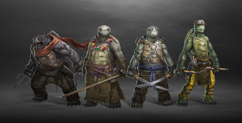 Four Anthropomorphic Turtles — Green